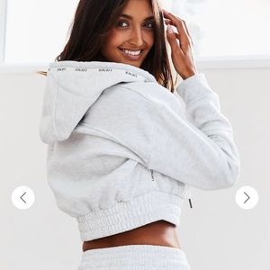 Lounge brand cropped scrunchie hoodie (size small)
